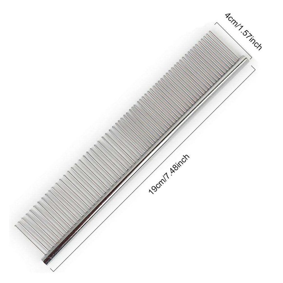 Stainless Steel Pet Grooming Comb Rounded Ends Teeth 7.5 Inch Silver - Picture 2 of 7